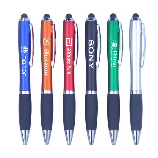 LED Gift Soft Touch Screen Pen Custom Logo Stylus Promotion Ballpoint Pen 