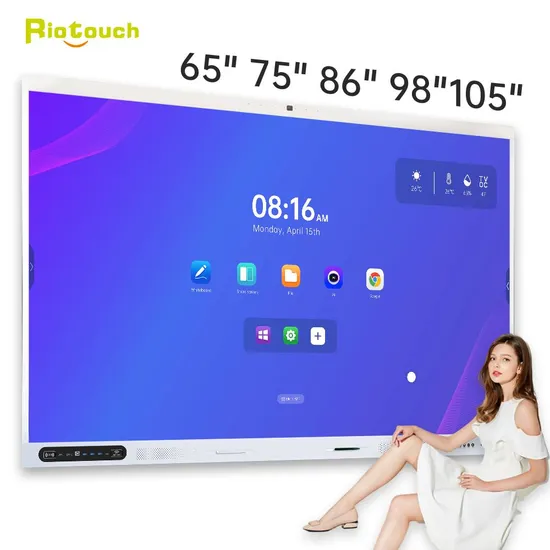LED Recordable Smart Blackboard Class Room White Board Dual System Interactive Touch Screen Android 12.0 13.0 for School 