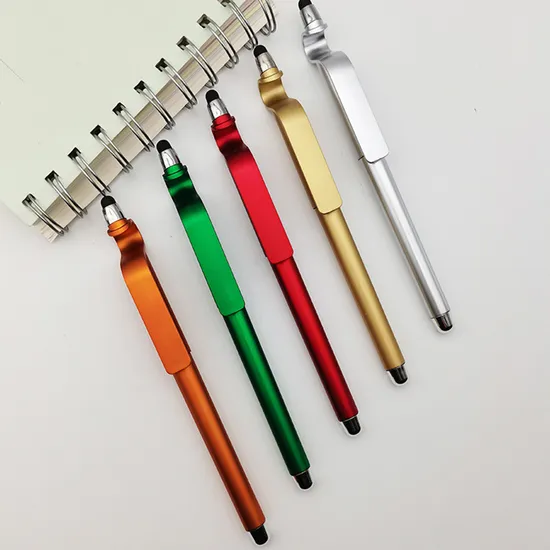Custom Print Multi Function Tool Ballpoint Pen with Touch Screen Stylus on Top Metallic Plastic Ball Pen 