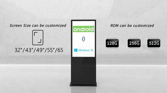 4K Interactive TFT Floor Stand 43 55 65 Inch Totem LED Backlit Advertising Display Capacitive Digital Signage Panel Information Kiosk Screen LCD TV Touch Screen 