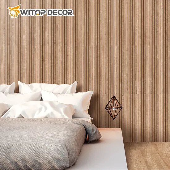 Home DIY Acoustic Isolation Polyester Fiber Wood Plank Slat Grille Board 