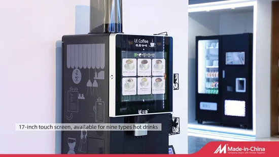 Commercial 17 Inches Touch Screen Fresh Groud Coffee Vending Machine Le307A Combined with a Ice Maker Whole Set Vending machine 