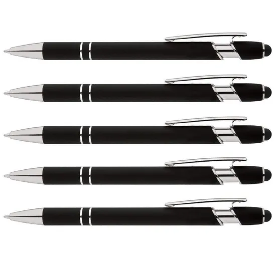Rainbow Rubberized Soft Touch Cute Ballpoint Pen 2 in 1 Premium Metal Pen with Capacitive Stylus Tip 